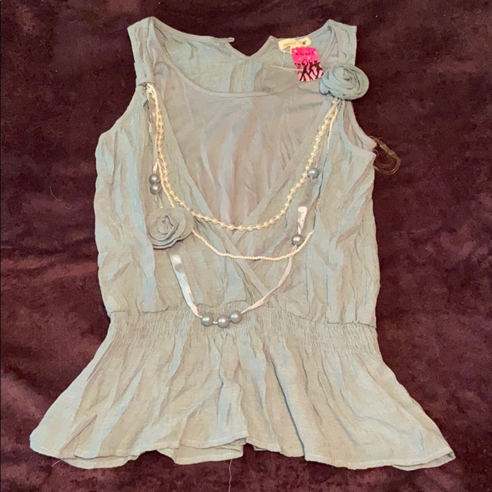 Mine Light blue sleeveless blouse sz XL - Picture 3 of 8